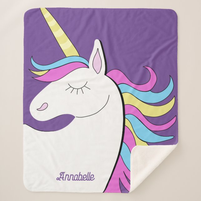 Couverture Sherpa Unicorne violette Jolie Unicornes Imaginaire (Devant)