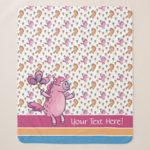 Couverture Sherpa Unicornes lunaires et jolies fleurs Motif