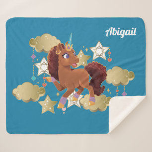 Couverture Sherpa Unique aux étoiles et aux nuages Unicorne