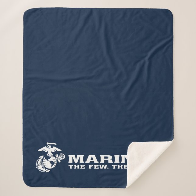 Couverture Sherpa USMC Les rares Logo Fiers - Blanc (Devant)