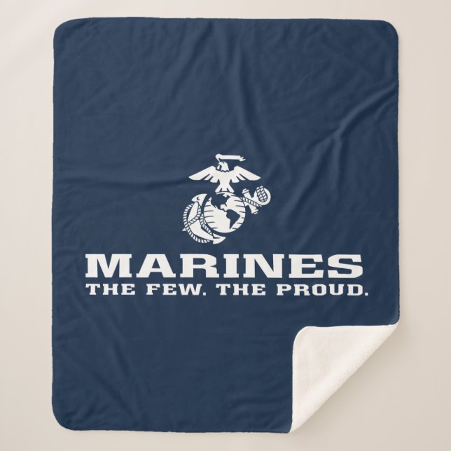 Couverture Sherpa USMC Les rares Logo Fiers Empilés - Blanc (Devant)