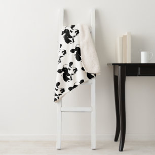 Couverture Sherpa Vache Couverture-Noire et blanche à Sherpa