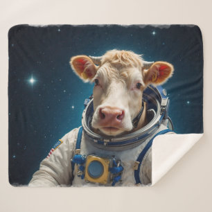 Couverture Sherpa Vache douce dans un Spacesuit