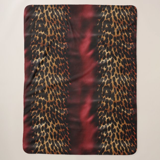 Couverture Sherpa Vachette rouge Gold Faux Southwest Cowhal (Devant)