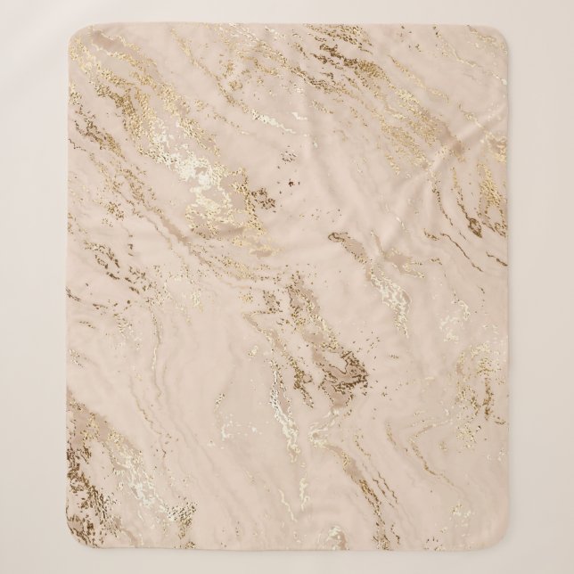 Couverture Sherpa Vagues d'or : Marbre Abstrait (Devant)