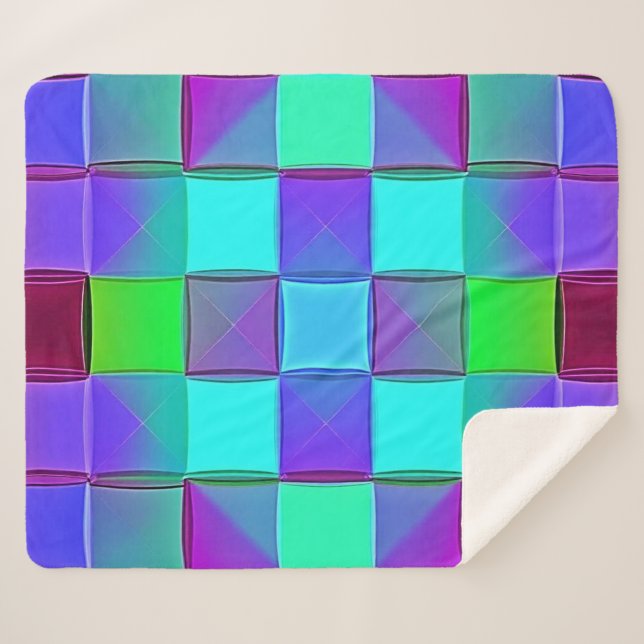 Couverture Sherpa Vagues lumineuses géométriques vives (Devant (Horizontal))