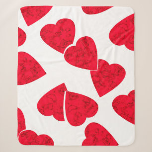 Couverture Sherpa Valentines invisibles Jour coeur rouge blanc motif
