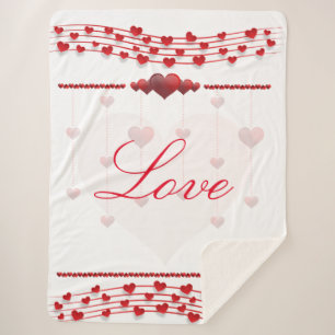 Couverture Sherpa Valentines Jour Blanc / Coeurs Rose Sherpa Blanket