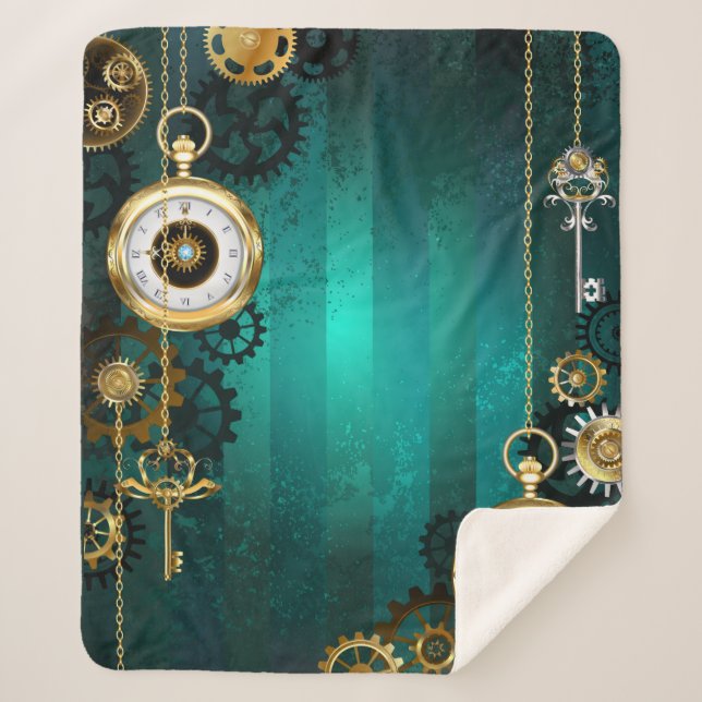 Couverture Sherpa Veille bijoux Steampunk sur un Arrière - plan vert (Devant)