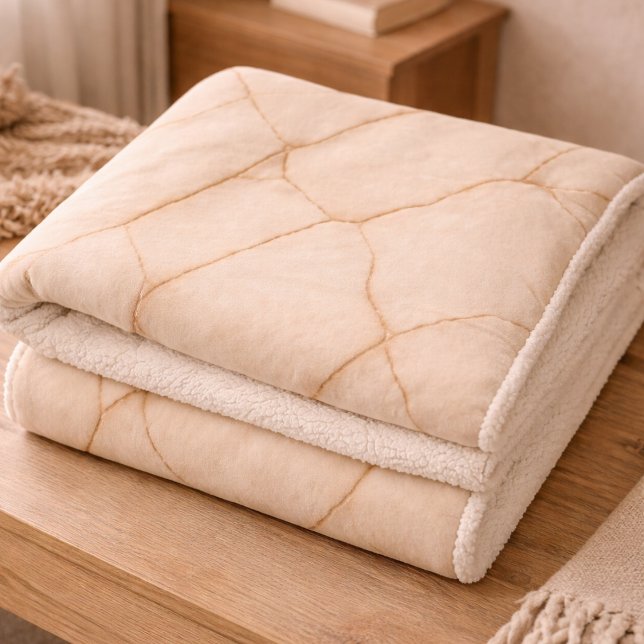 Couverture Sherpa Veines de Pierre Dorée (Soft stone tones traced with warm veining, made for grounded living spaces.)