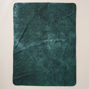 Couverture Sherpa Velvety Turquoise Damask Grunge vert foncé Baroq