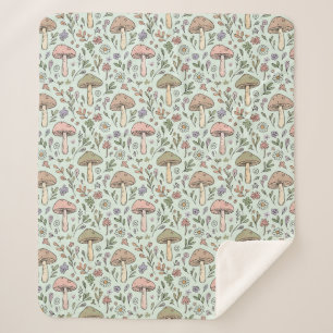 Couverture Sherpa Vert Menthe Terneux Fungi Luxe Naturel Cottagecore