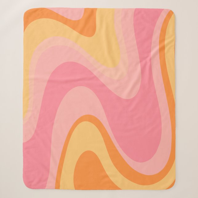 Couverture Sherpa Vibe rétro Abstrait Swirl 60s les années 70 rose e (Devant)