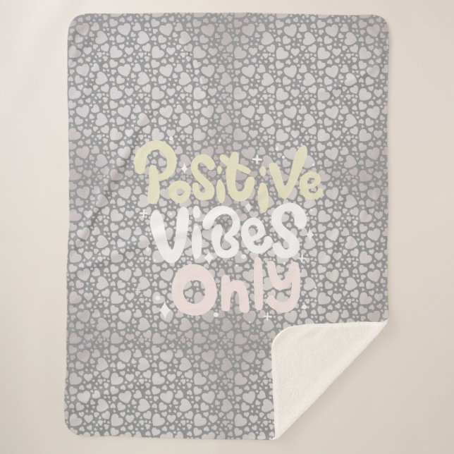 Couverture Sherpa Vibes positives uniquement de couleur neutre style (Devant)