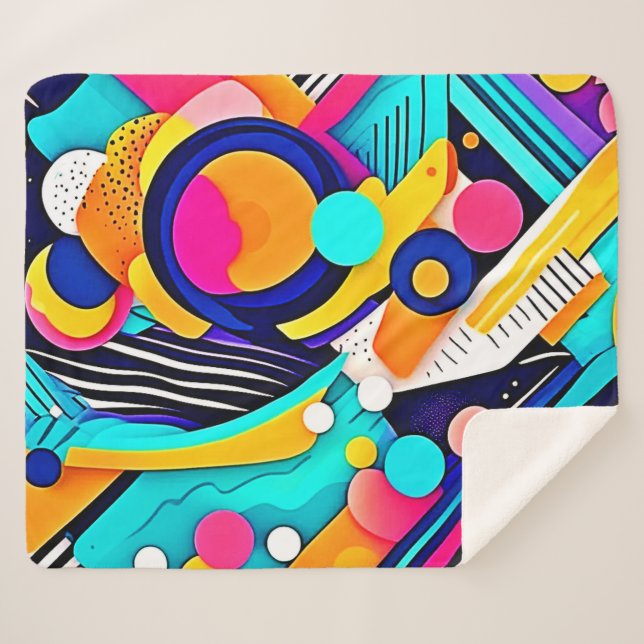 Couverture Sherpa Vibrant Abstract Pop Art (Devant (Horizontal))