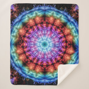 Couverture Sherpa Vibrant Tie Dye Kaleidoscope Rainbow Mandala