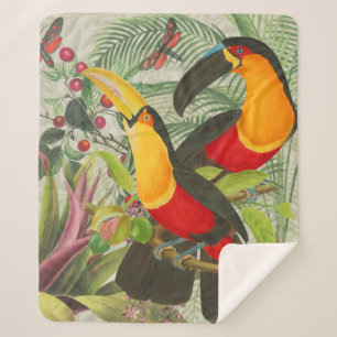Couverture Sherpa Vibrant Tropical Toucan Birds Art Exotic Jungle
