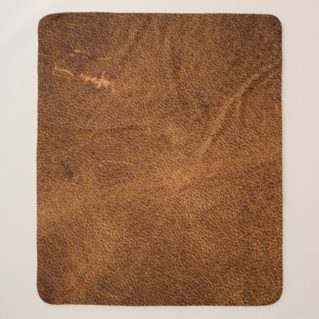 Couverture Sherpa Vieux cuir marron (Devant)