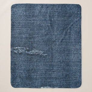 Couverture Sherpa Vieux denim déchiré : texture de jeans.
