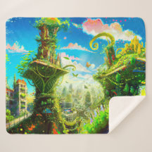 Ville Plante colorée futuriste, Art généré par l'I