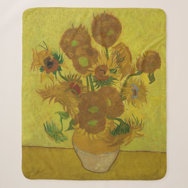 Couverture Sherpa Vincent Van Gogh 15 Peinture de tournesols (Devant)