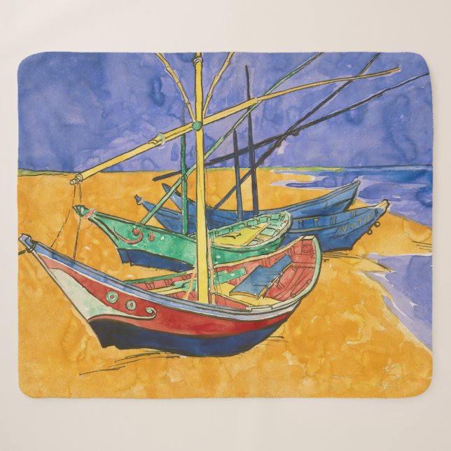 Couverture Sherpa Vincent van Gogh - Bateaux de pêche sur la plage (Devant (Horizontal))