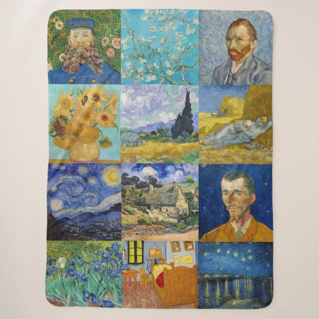 Couverture Sherpa Vincent Van Gogh - Masterpieces Patchwork (Devant)