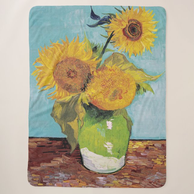 Couverture Sherpa Vincent Van Gogh - Trois tournesols dans un vase (Devant)