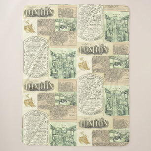 Couverture Sherpa Vintage Railroad Newspaper Publicités Collage