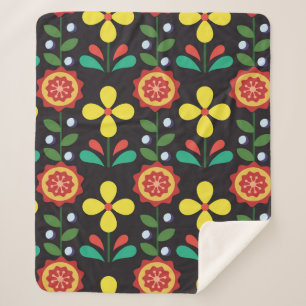 Couverture Sherpa Vintage retro vintage flower vertical lines seamle