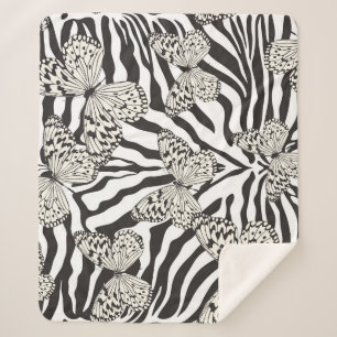 Couverture Sherpa Vintage sans couture papillons multicolores motif.