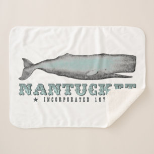 Couverture Sherpa Vintage Victorian Whale Nantucket MA Inc 1671