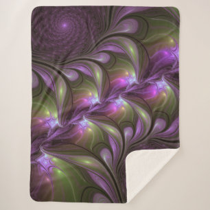 Couverture Sherpa Violet Abstrait violet violet kaki fractal