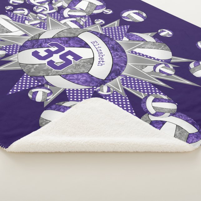 Couverture Sherpa violet gris filles sport étoile volley-ball souffl (3/4)