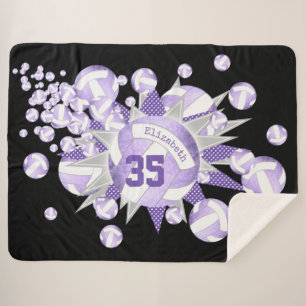 Couverture Sherpa violet violet blanc violet girly et étoiles