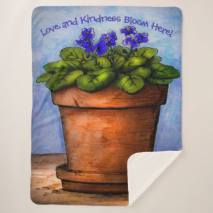 Couverture Sherpa Violets en fleurs