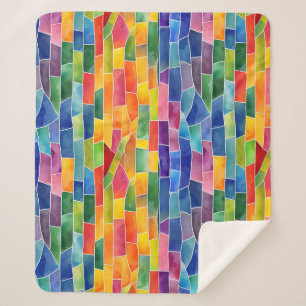 Couverture Sherpa Vitrail arc-en-ciel aquarelle