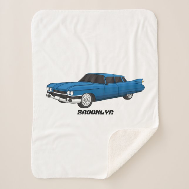 Couverture Sherpa Voiture classique bleu cool 1959 (Devant)