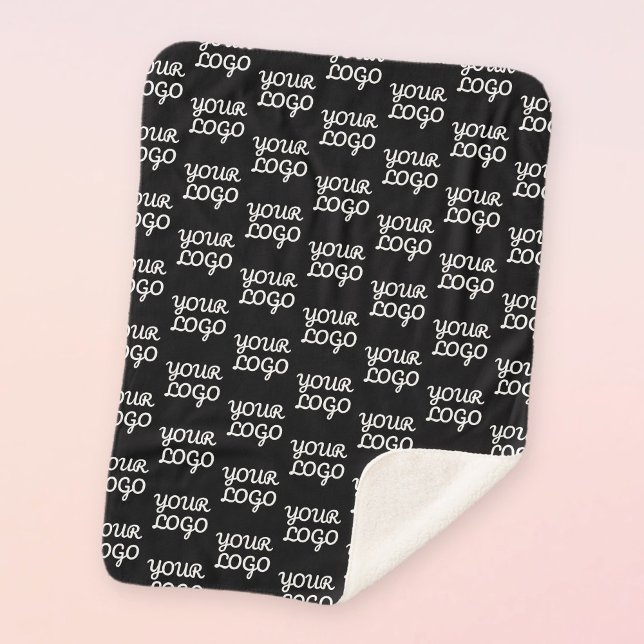 Couverture Sherpa Votre logo | Simple répétition Motif de logo (Créateur téléchargé)