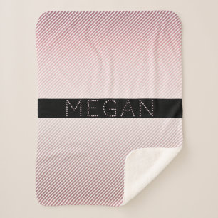 Couverture Sherpa Votre nom   Ombre Rose mince et bandes blanches