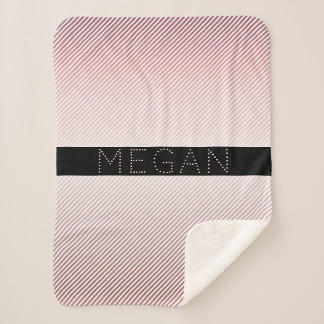 Couverture Sherpa Votre nom | Ombre Rose mince et bandes blanches (Devant)