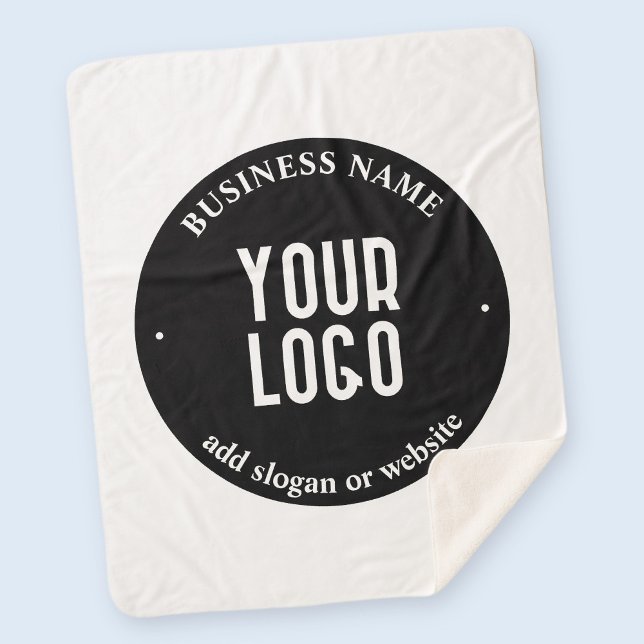 Couverture Sherpa Votre texte et votre logo téléchargé | Noir et bla (Créateur téléchargé)