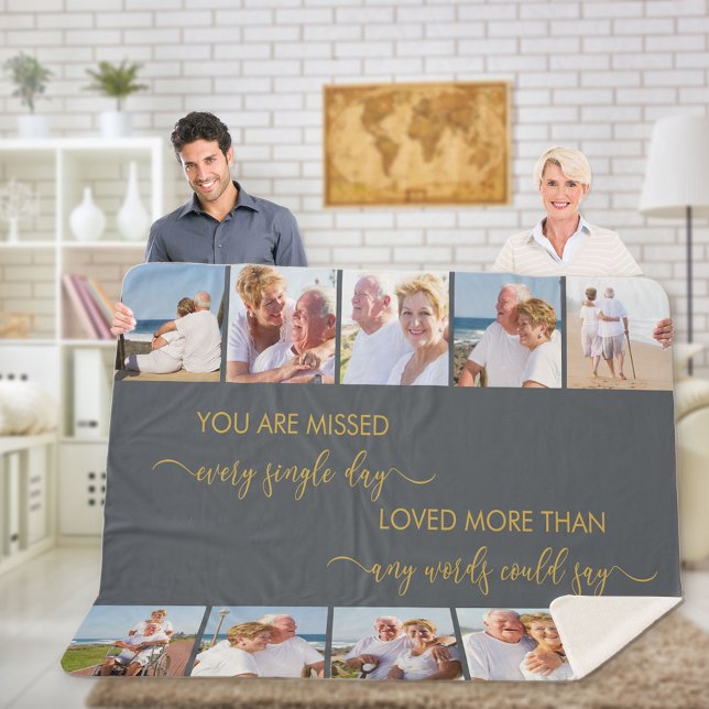 Couverture Sherpa Vous êtes Manqués 10 Photo Grey Remembrance (Créateur téléchargé)