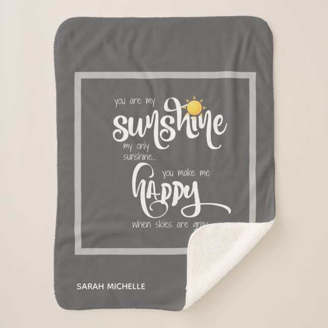 Couverture Sherpa Vous êtes mon soleil, gris personnalisé (Devant)