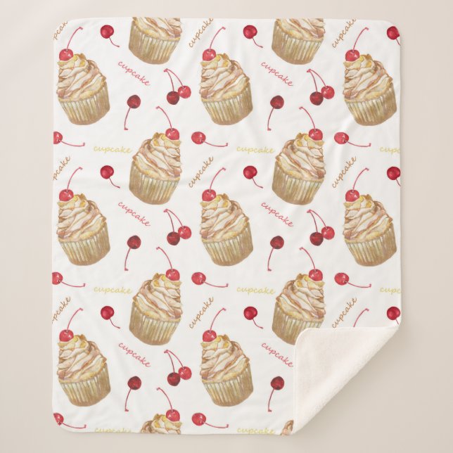 Couverture Sherpa Watercolor cupcakes (Devant)
