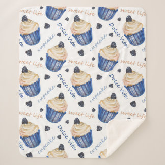 Couverture Sherpa Watercolor cupcakes