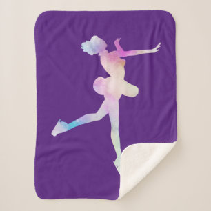 Couverture Sherpa Watercolor Ice Skating Girl