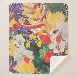 Couverture Sherpa WAtercolor sans couture motif tropical avec exotiq