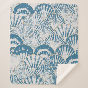Couverture Sherpa Watercolor sea shell japonais vagues transparent p
