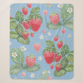 Couverture Sherpa Watercolor strawberry pattern